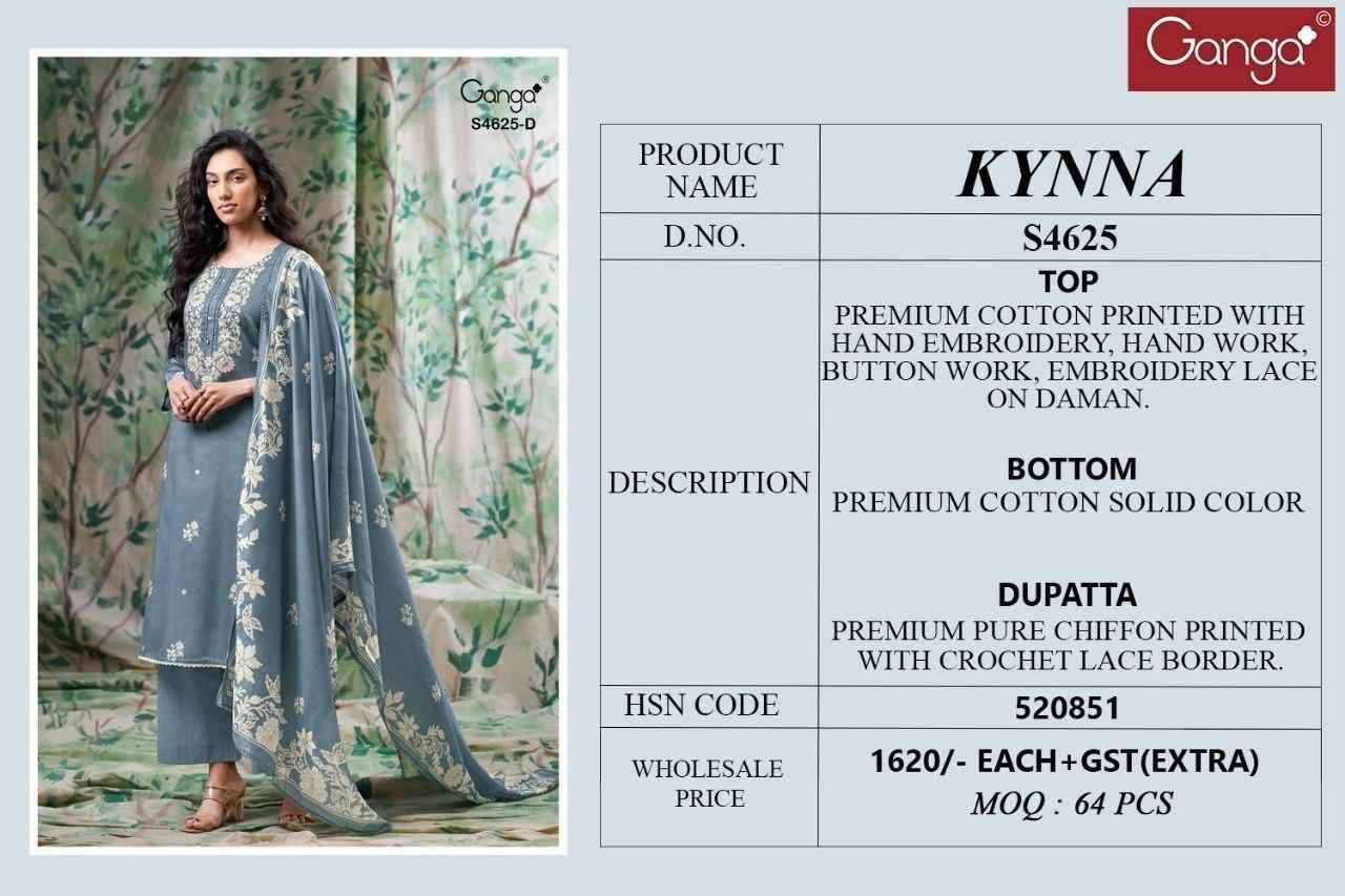 KYNNA 4625 Series By Ganga Fashion Beautiful Festive Suits Stylish Colorful Fancy Casual Wear & Ethnic Wear PREMIUM COTTON Print Dresses At Wholesale Price